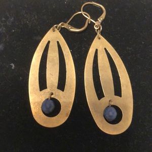 Bronze lapis art nouveau earrings